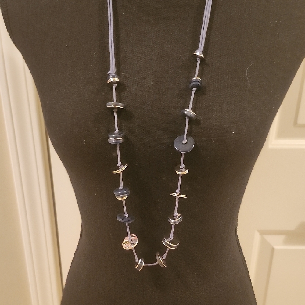 Elegant Navy and Silver Necklace